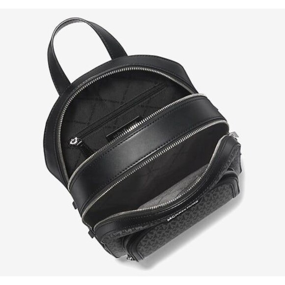 New Michael Kors Jaycee Medium Ombré Signature Logo Backpack Black - Picture 3 of 4